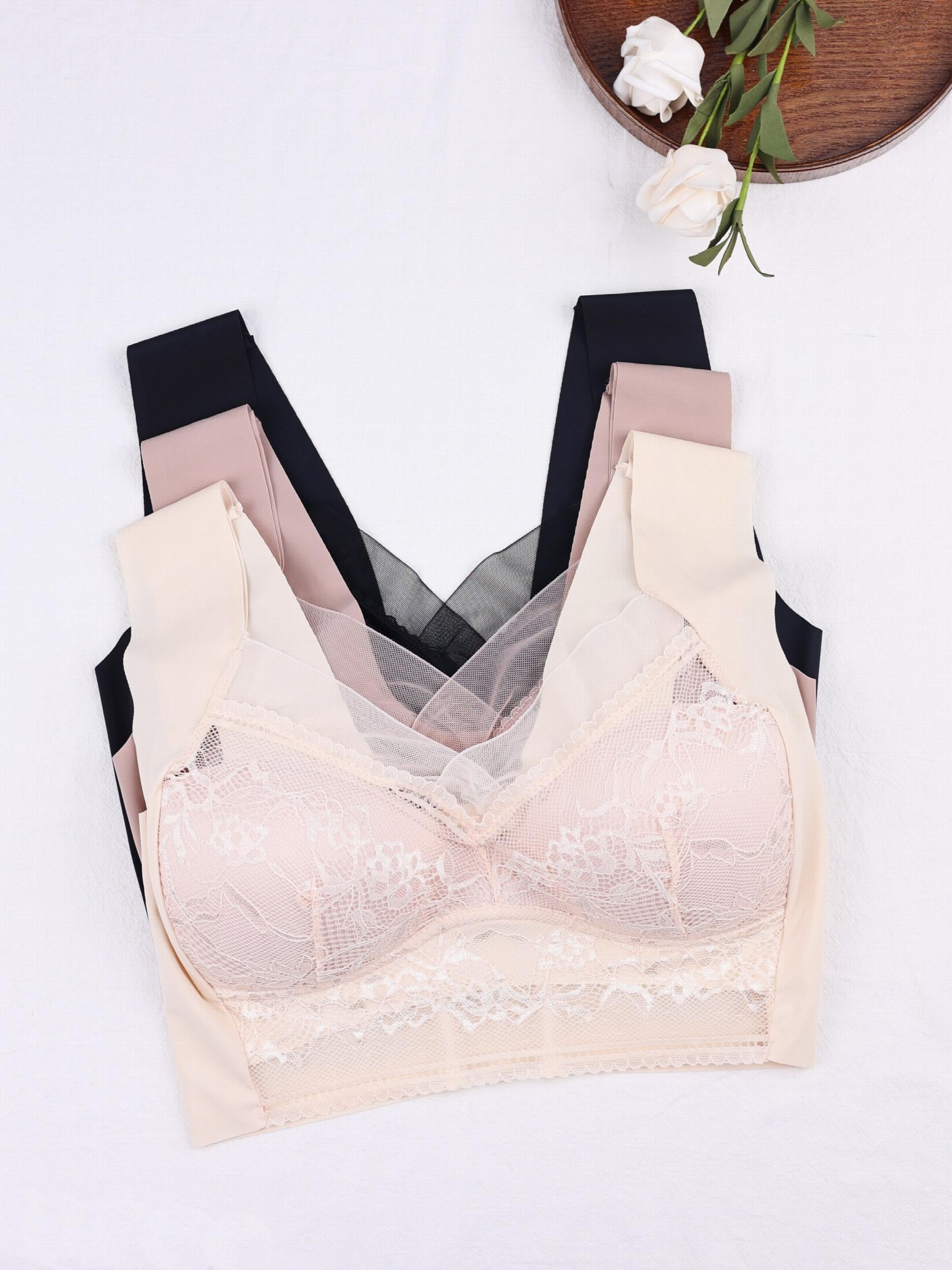 3pcs Lace Wireless Bras Push Up Women's Lingerie