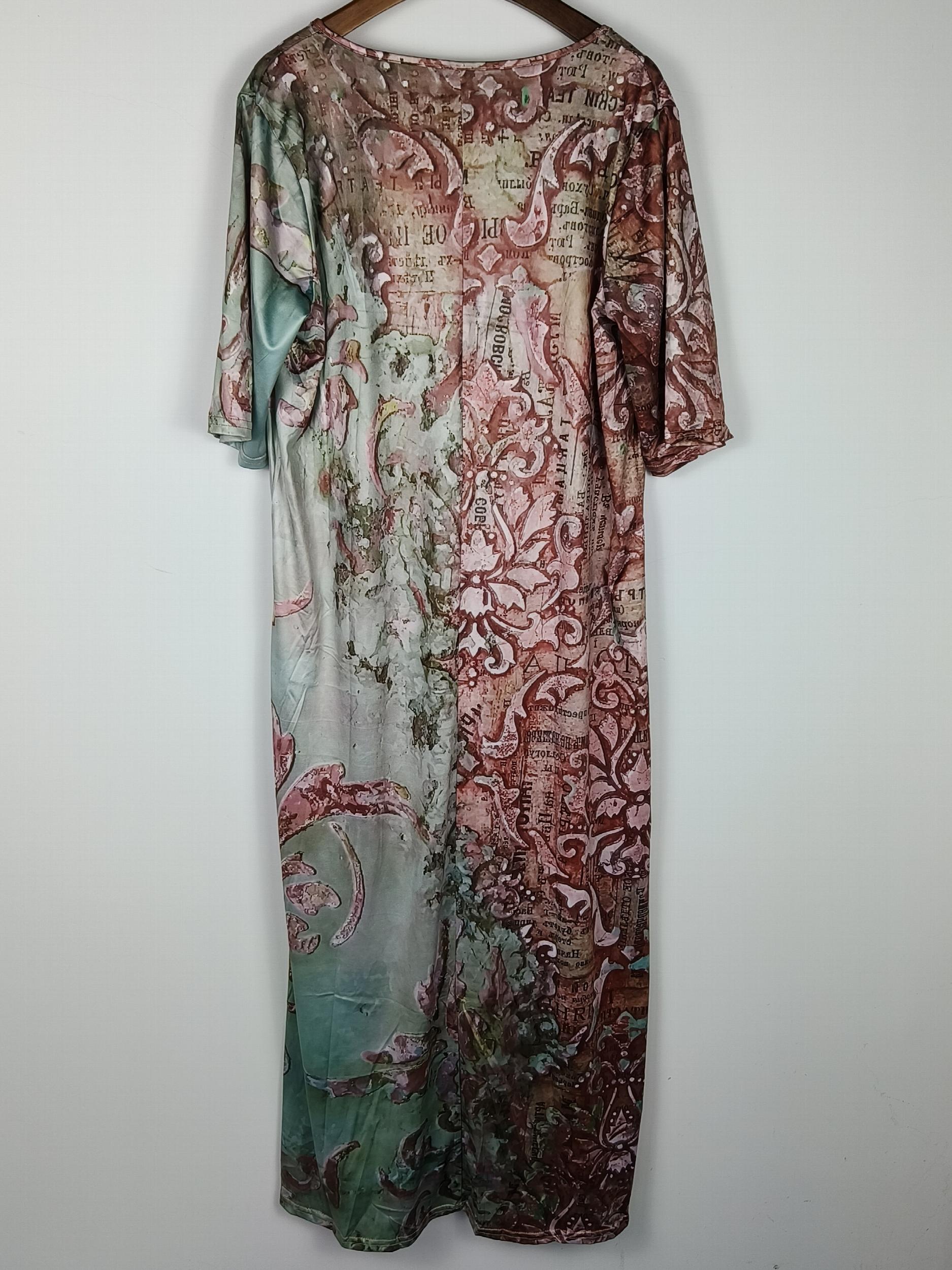  Floral Maxi Dress with Colorblock Design