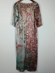  Floral Maxi Dress with Colorblock Design