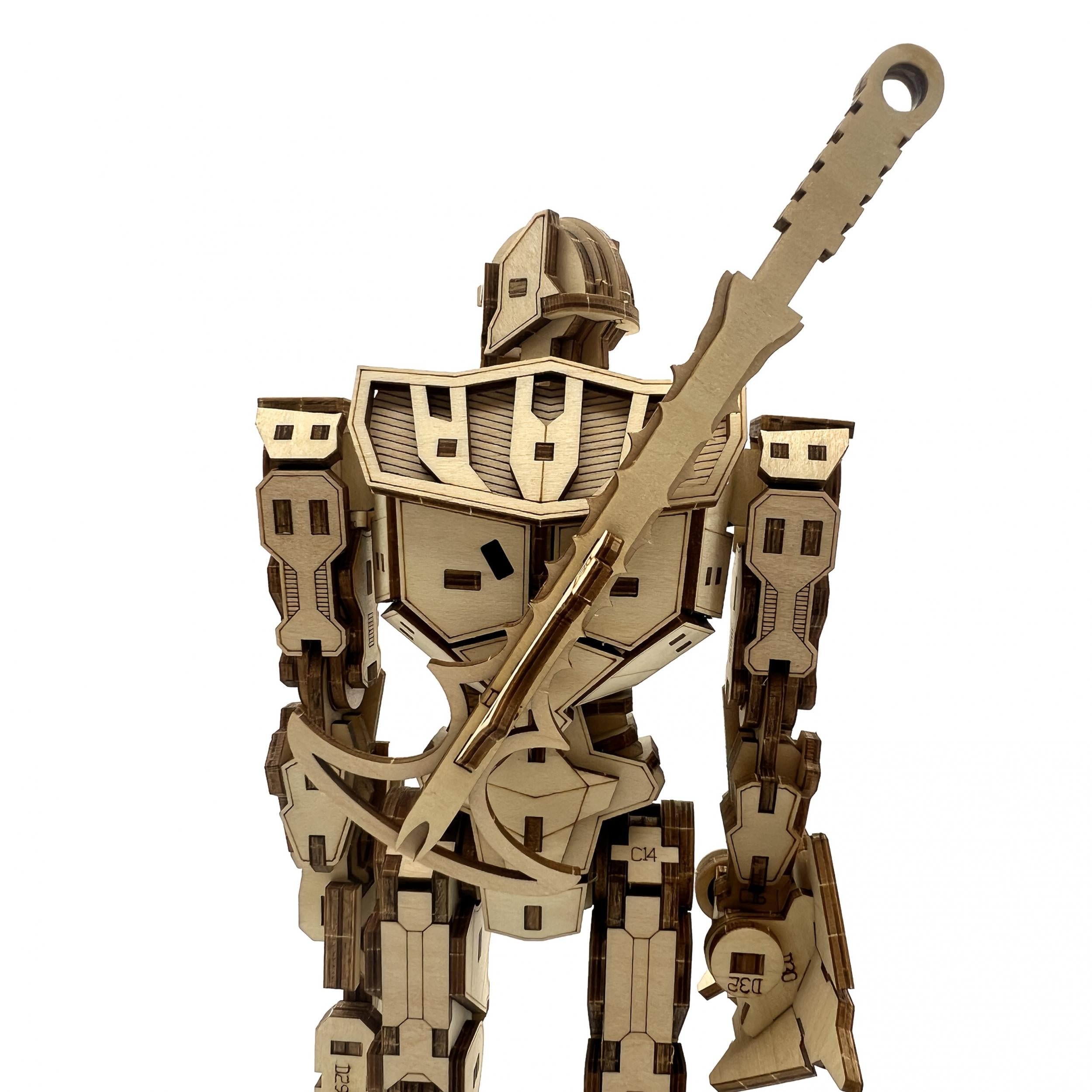 3D Wooden Puzzle Robot DIY Assembly Model Ages 14 Flexible Joints Basswood Gift