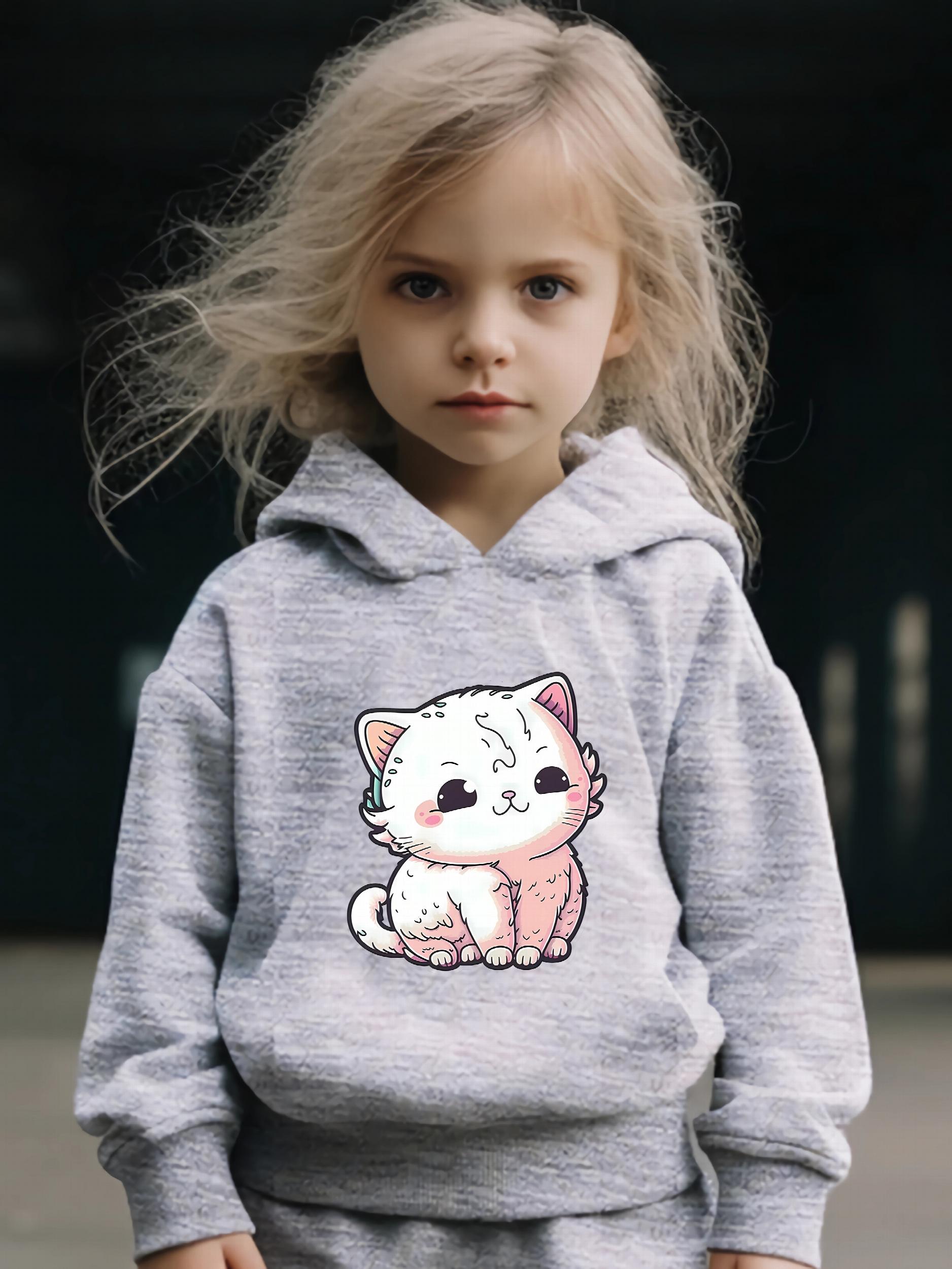 Chubby Cat Print 2pcs Girls Sports Outfits