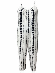  Tie Dye V Neck Jumpsuit Wide Leg