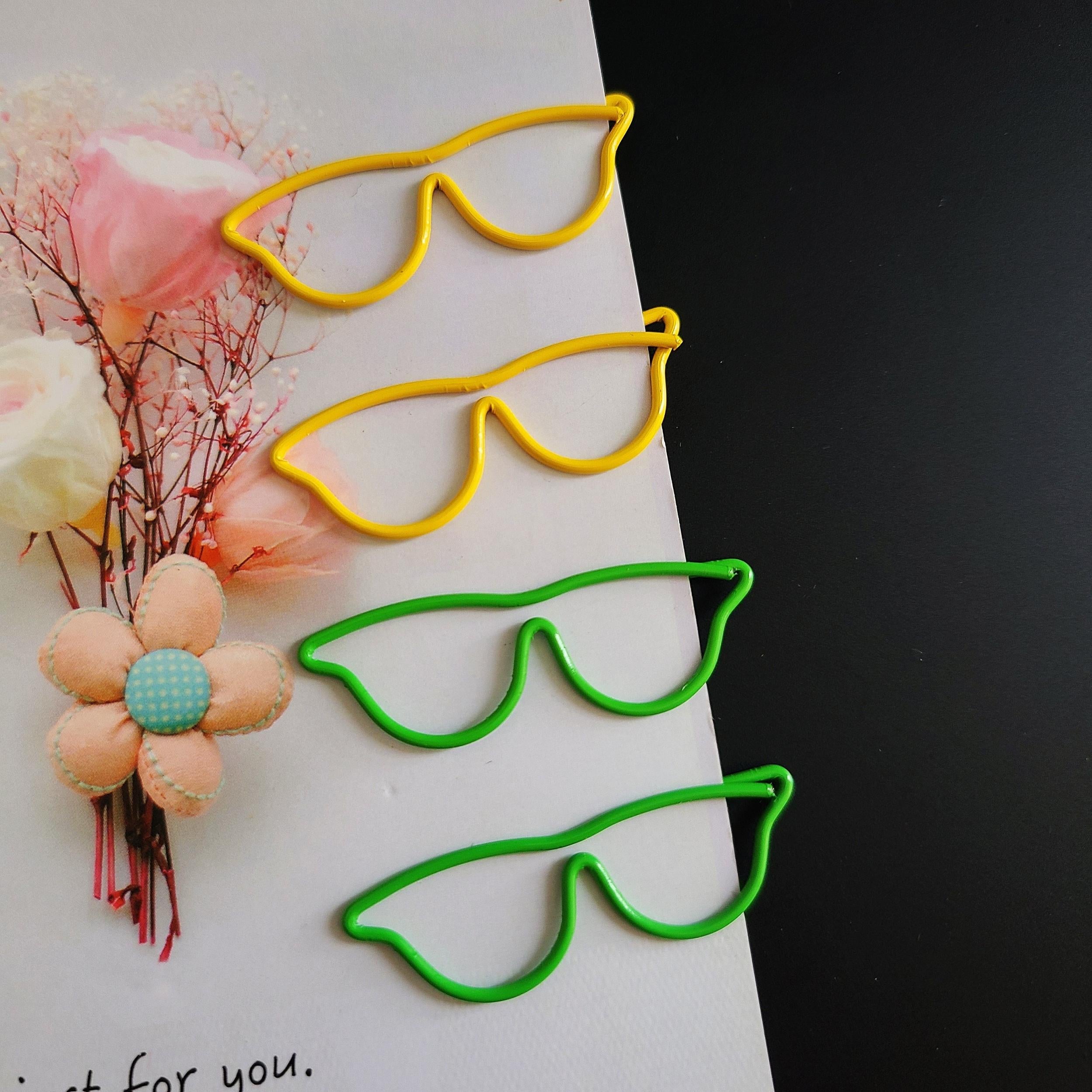 20pcs or 50pcs Mixed Glasses Shaped Paper Clips Bookmark Clips Metal Paper Files