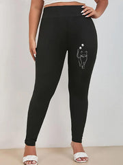  Cat Print High Rise Skinny Leggings