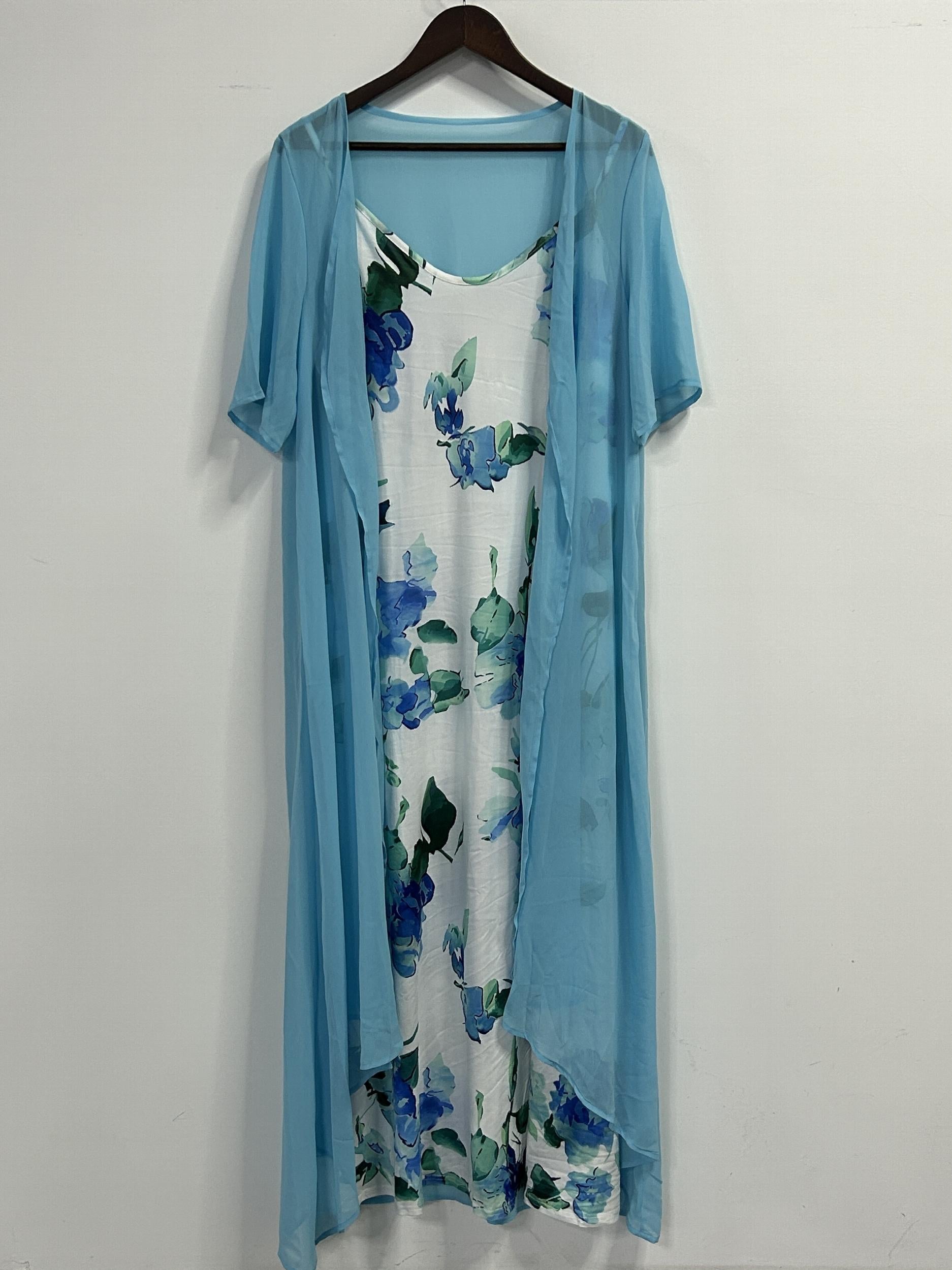  Floral Print Cami Dress & Short Sleeve Cover Up Set