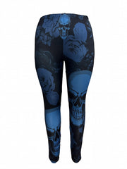 Floral Skull Print High Rise Leggings