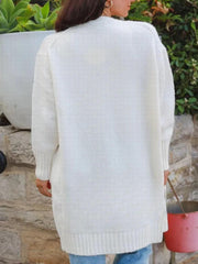  Solid Open Front Cardigan With Pockets