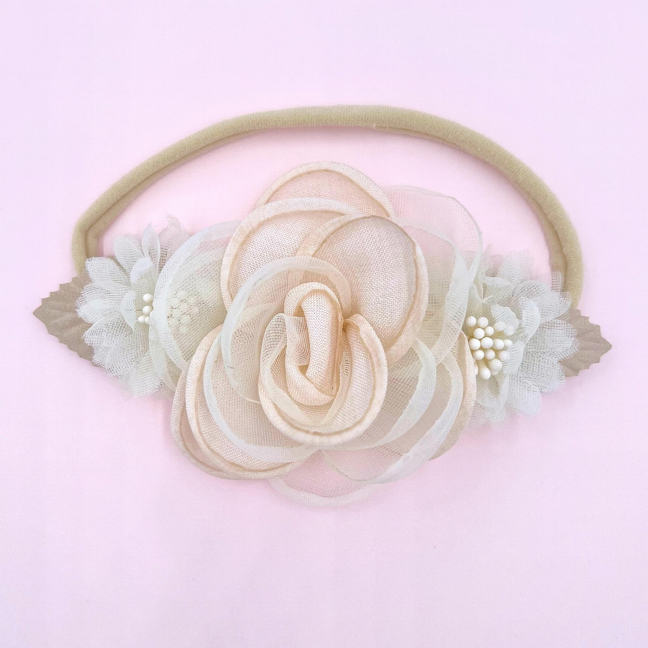 Sweet Mesh Flower Headband Hair Clips Set for Baby Girls