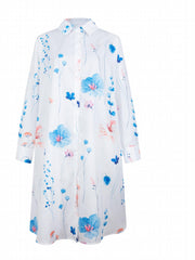  Women's Floral Print Long Sleeve Shirt Dress