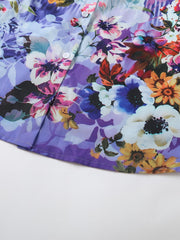  Floral & Stripe Print Long Sleeve Shirt Top