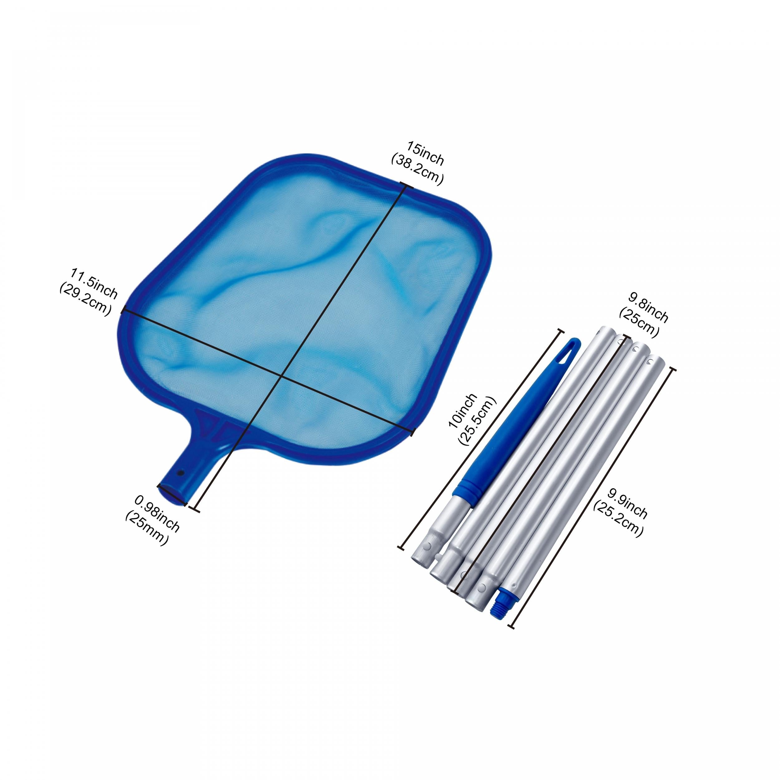 48 In 5 Section Leaf Skimmer & Aluminium Pole - Pool Rake Net for Debris Removal