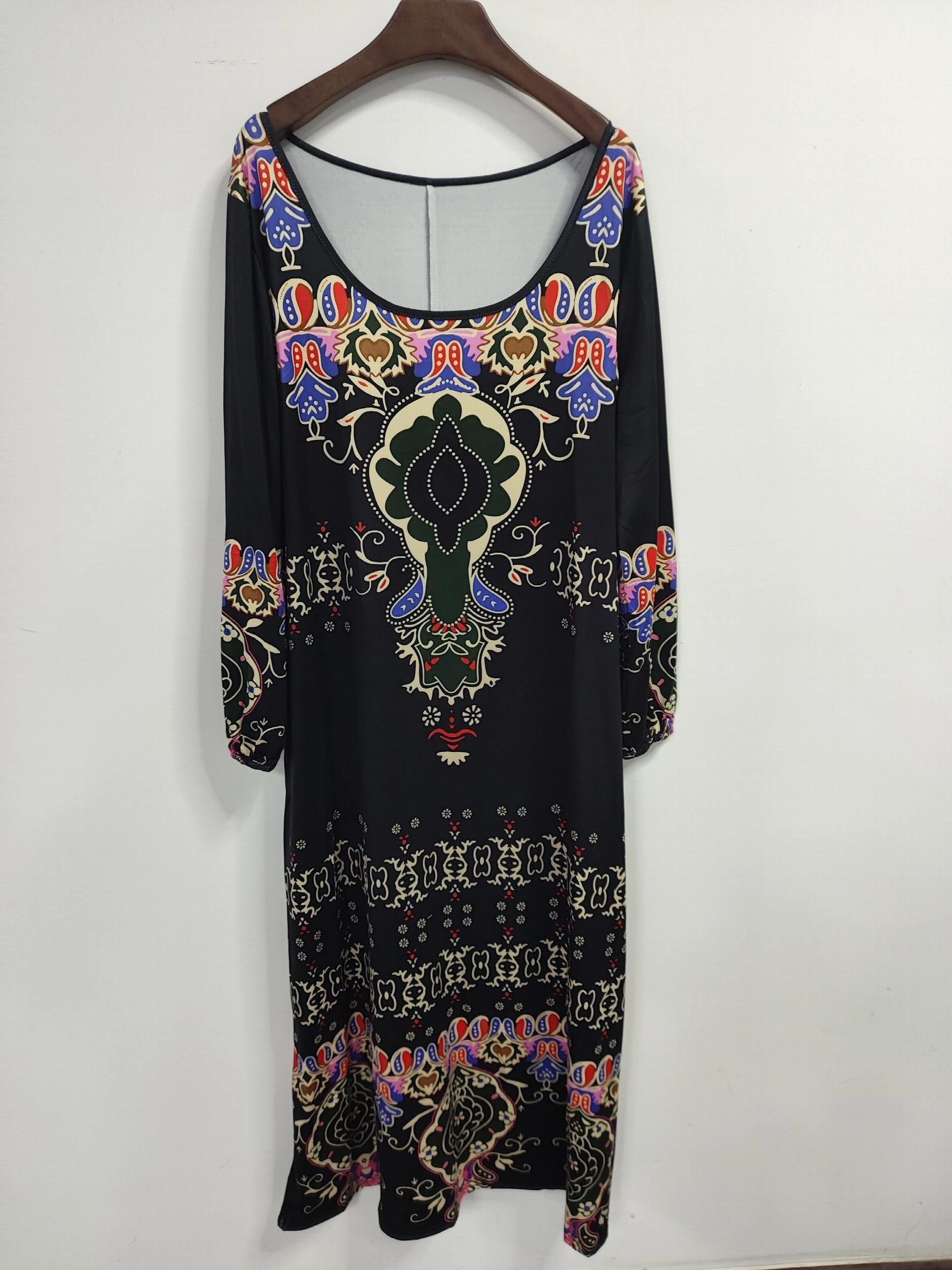  Floral Print Long Sleeve Maxi Dress