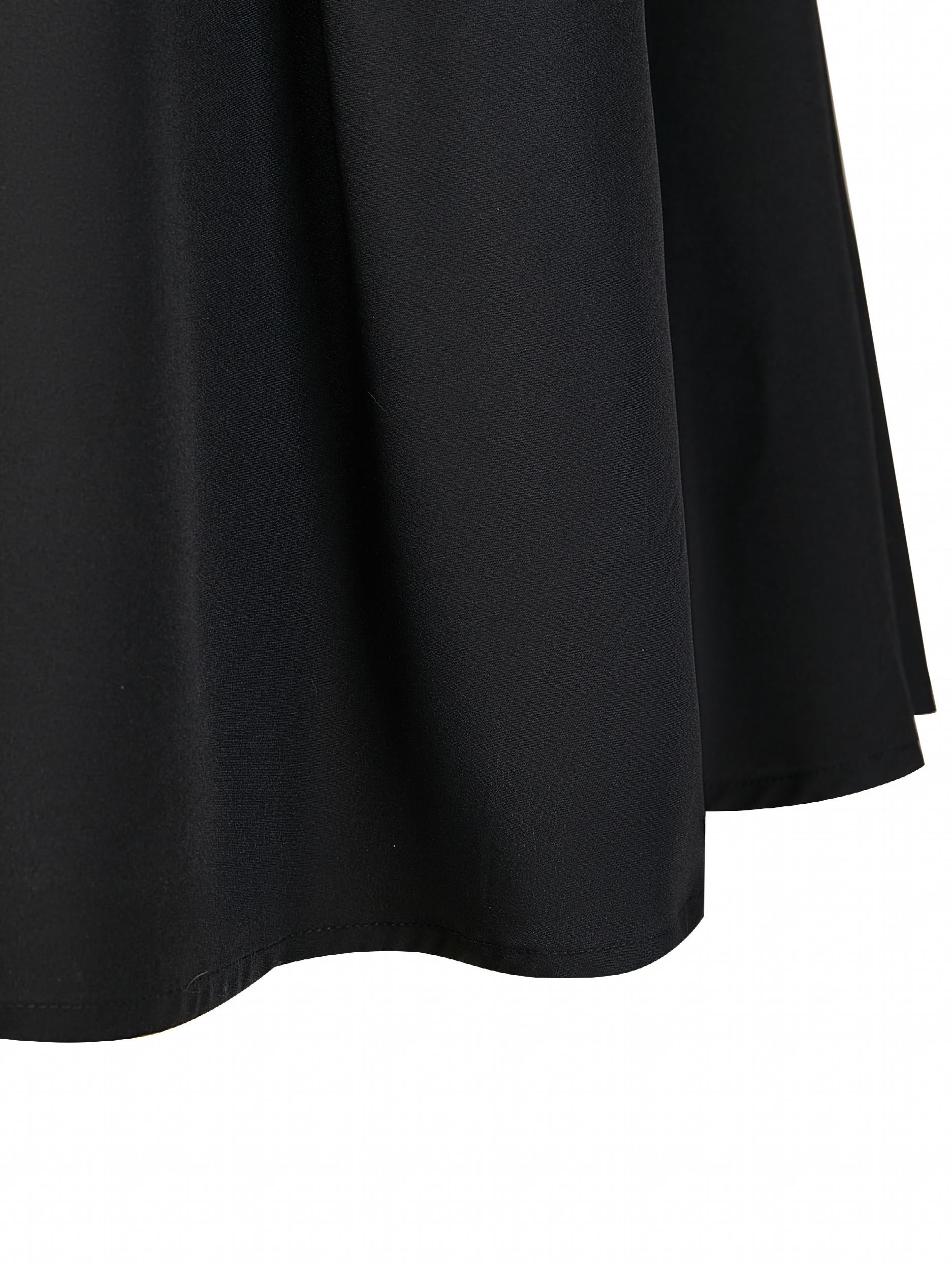 Retro Dress Colorblock Polka Dot Print Long Sleeve Round Neck Dress