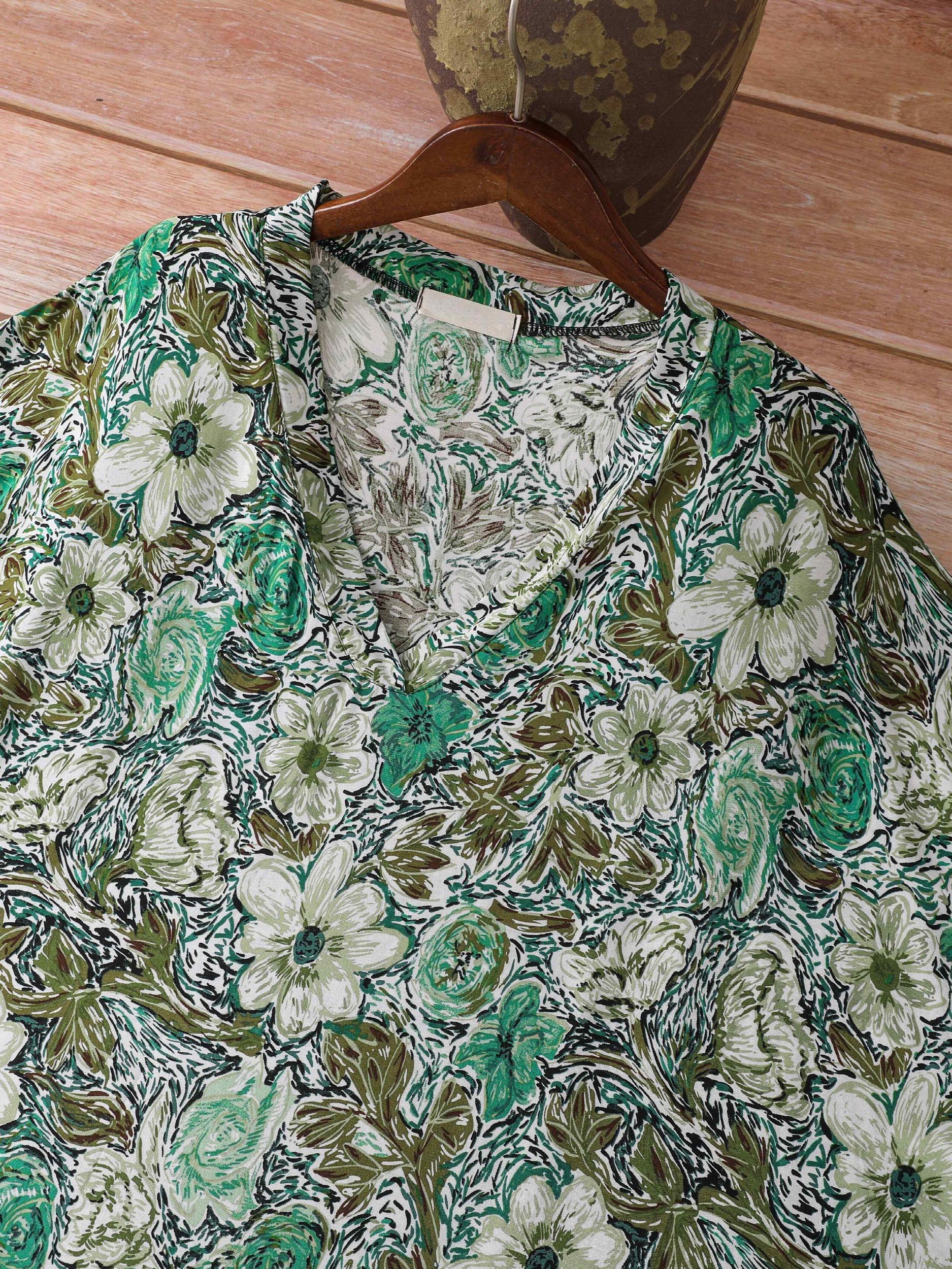  Floral Print Tank Dress V Neck Sleeveless Casual with Pockets