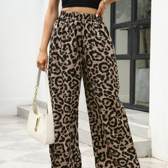Leopard Print High Waist Wide Leg Pants