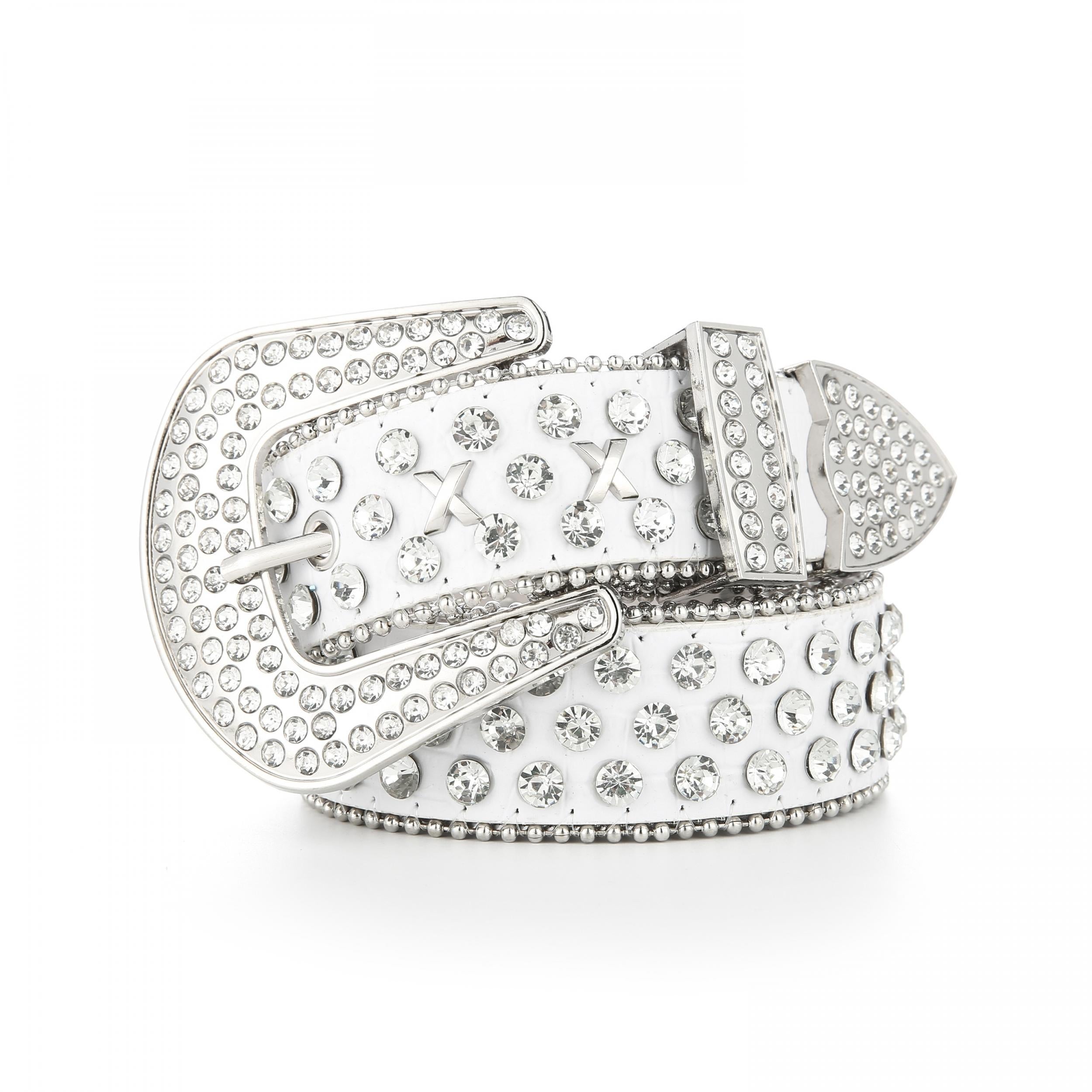 Rivet Rhinestone Belt Hip Hop Sparkling PU Leather Belt Classic Punk Cowboy Cowg