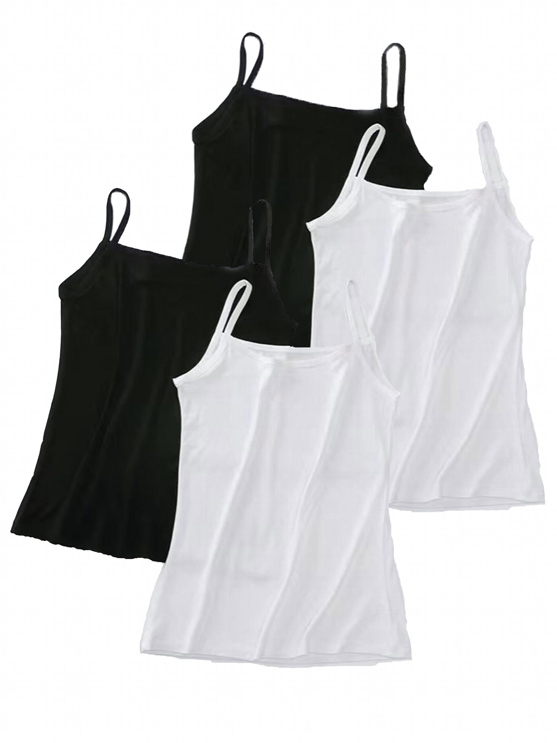 4pcs Soft Solid Cami Tops Elastic Wearable Tank Tops Women's Lingerie