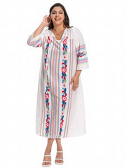  Floral Embroidered Cut Out Tie Front Abaya Dress