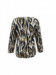  Leopard Print Button Up Long Sleeve V Neck Blouse