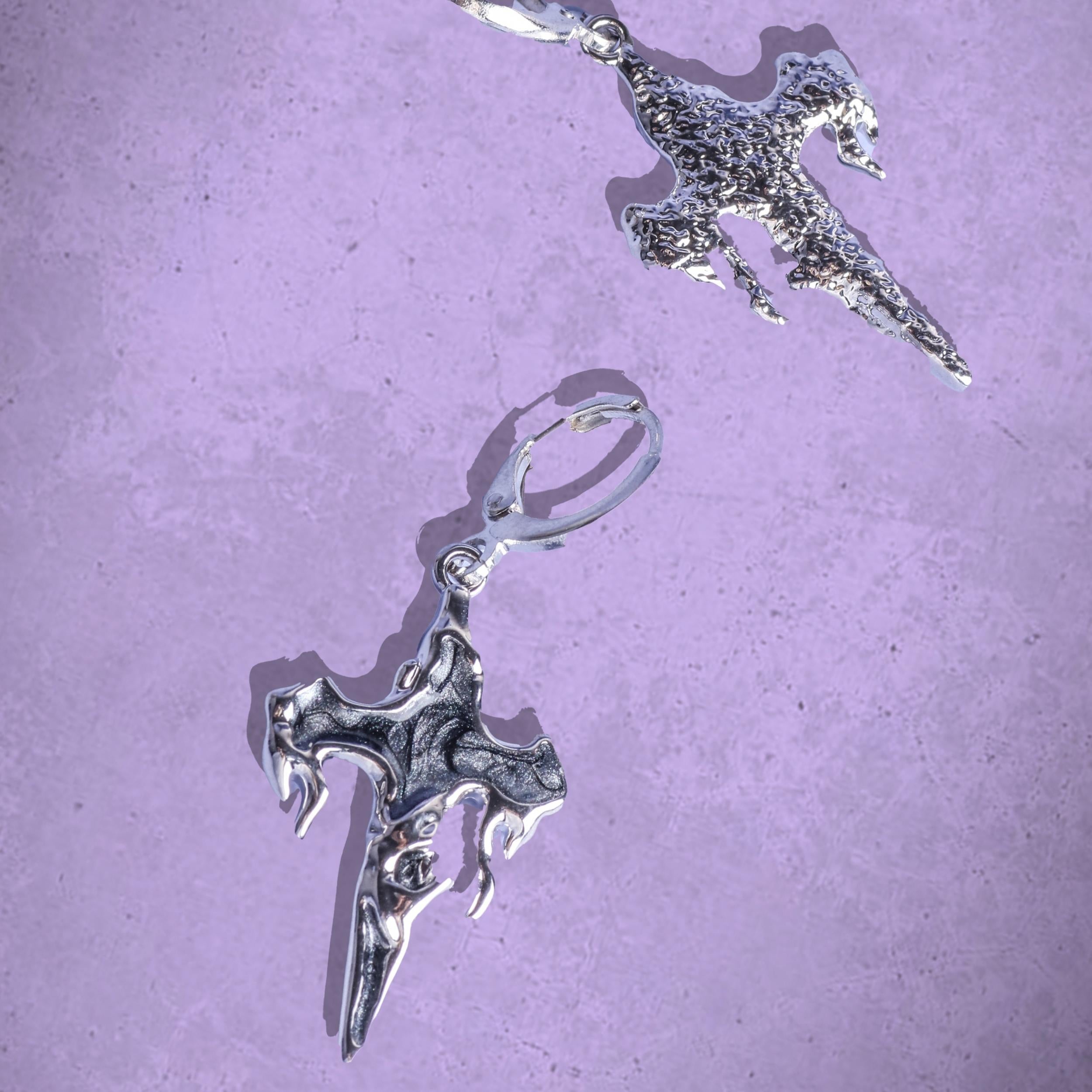 Halloween Gothic Cross Pendant Earring Necklace Set