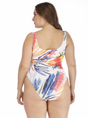  Graffiti Print One Piece Swimsuit