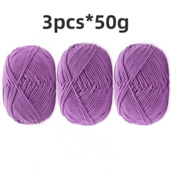 3pcs Beginner Crochet Yarn 100 4 Layers Acrylic Cotton Soft Yarn 50g