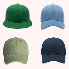 Men's Outdoor Flat Brim Grid Hat Ripped Denim Washed Hat