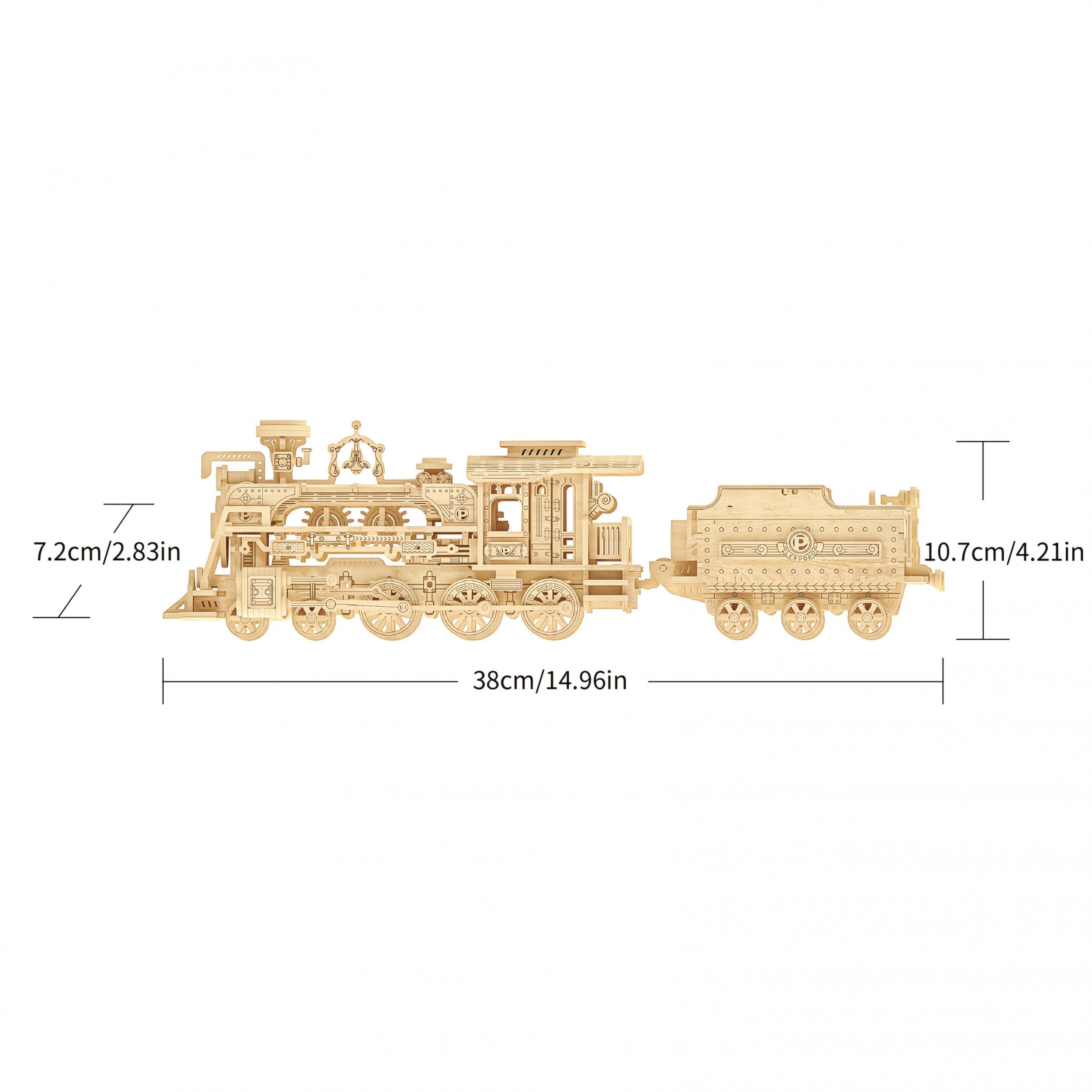 3D Wooden Train Puzzle 1:80 Scale Mechanical Model Kit Brain Teaser DIY Craft