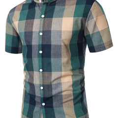 Plaid Print Men's Casual Short Sleeve Shirt