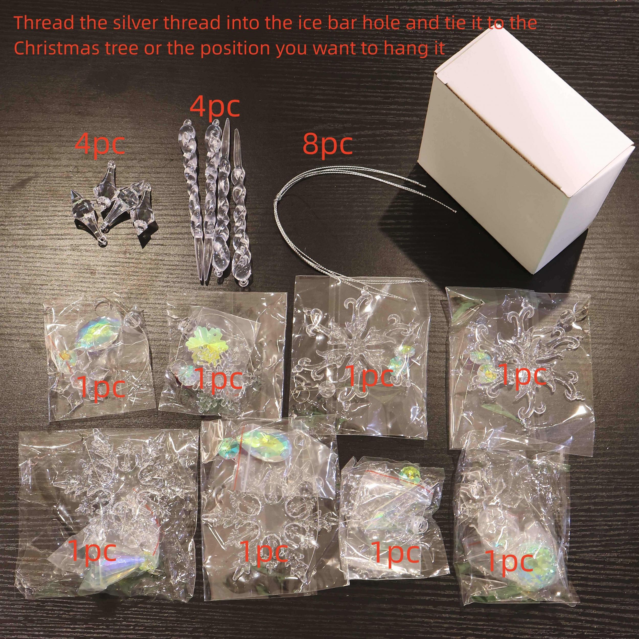 16pcs Christmas Snowflake Decorations Set Acrylic Icicle Ornaments