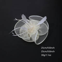 Women's Retro Mesh Flower Feather Clip - Bridal Headdress