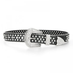 Rivet Rhinestone Belt Hip Hop Sparkling PU Leather Belt Classic Punk Cowboy Cowg