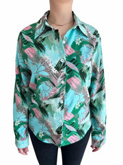  Leaf Print Long Sleeve Shirt