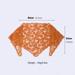 Vintage Lace Triangle Scarf Solid Wave Sun Embroidery Mantilla Head Covering