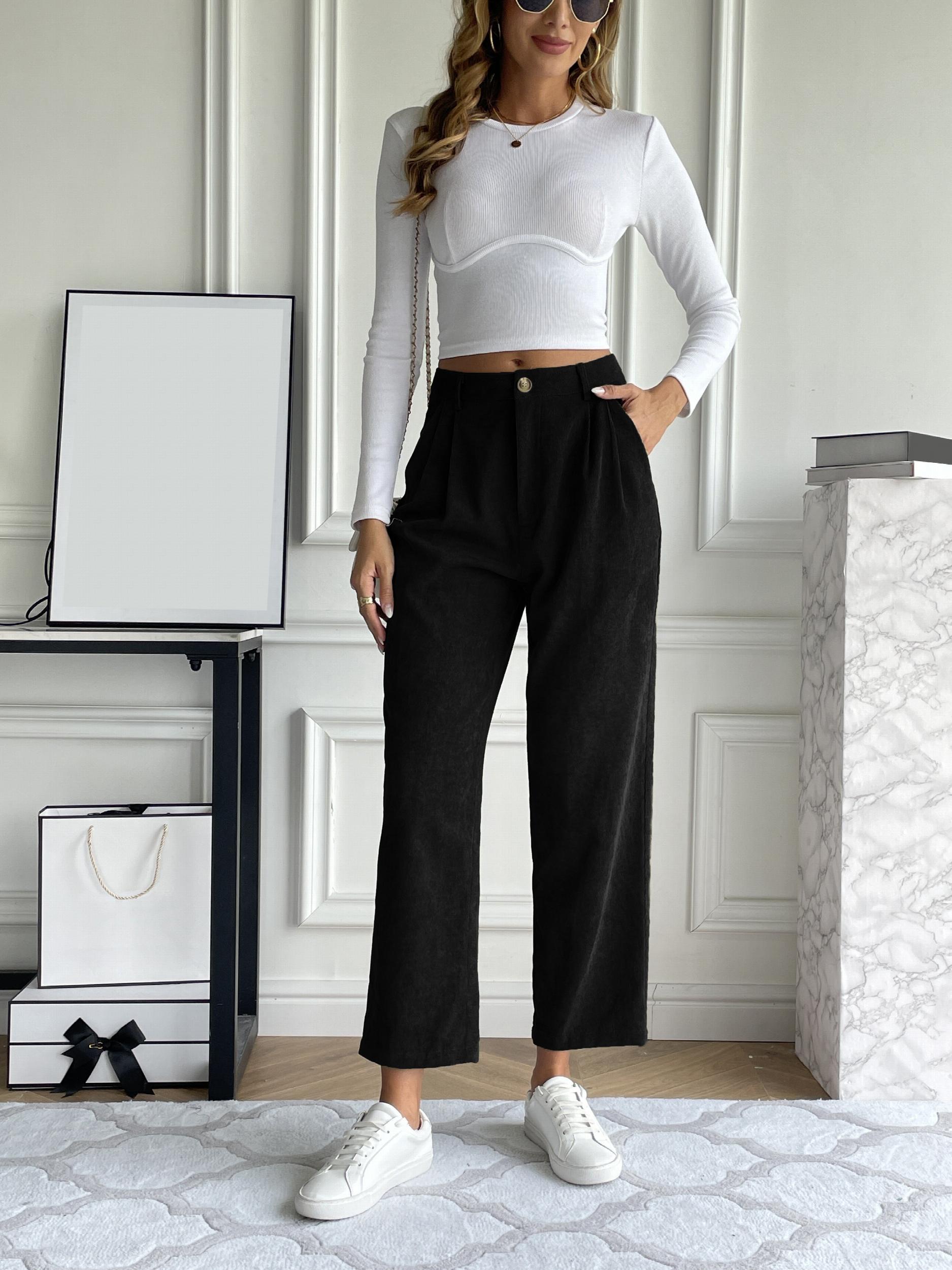  Corduroy High Rise Straight Leg Pants