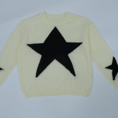 Star Pattern Drop Shoulder Sweater Long Sleeve Casual Sweater