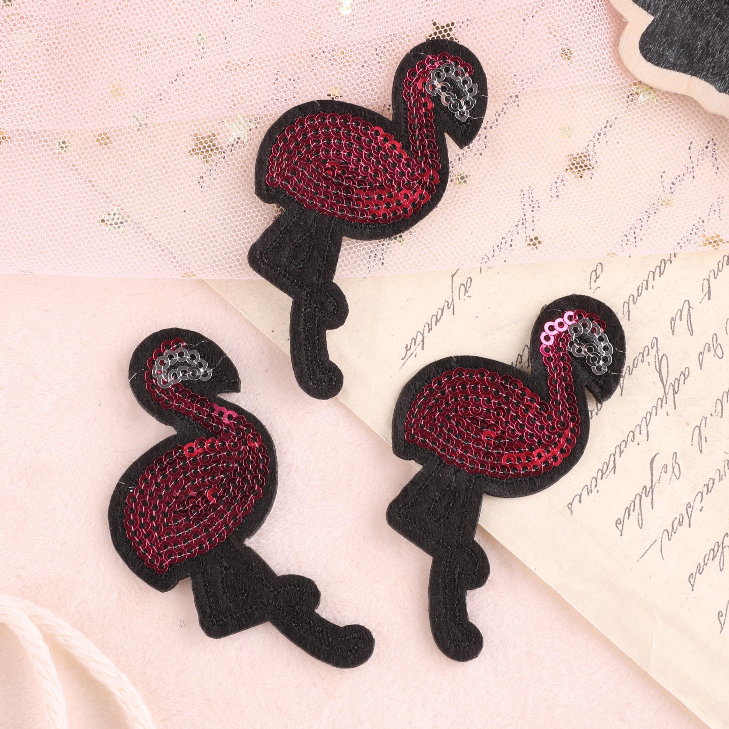 3pcs Flamingo Applique Patch Clothing Hat Bag DIY Iron On Patch