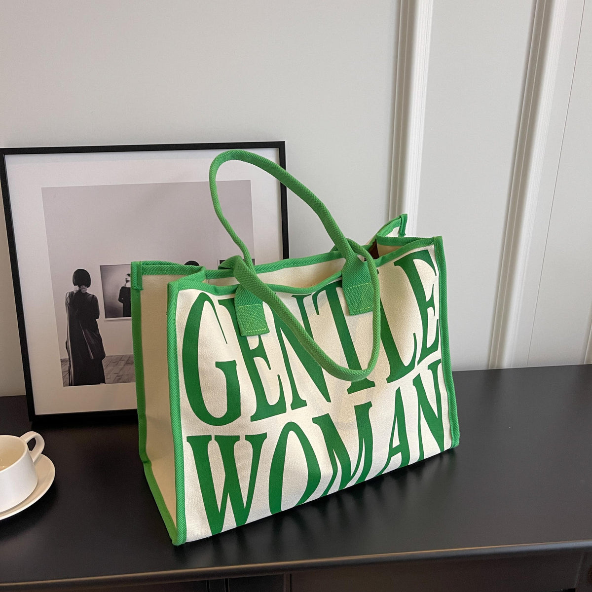 Stylish Letter Print Tote Bag Large Capacity Shoulder Bag For Work