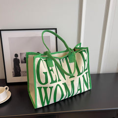Stylish Letter Print Tote Bag Large Capacity Shoulder Bag For Work