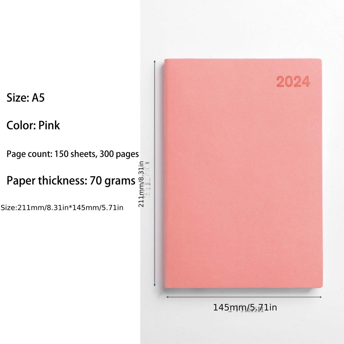 A5 12-Month Daily Planner Notebook