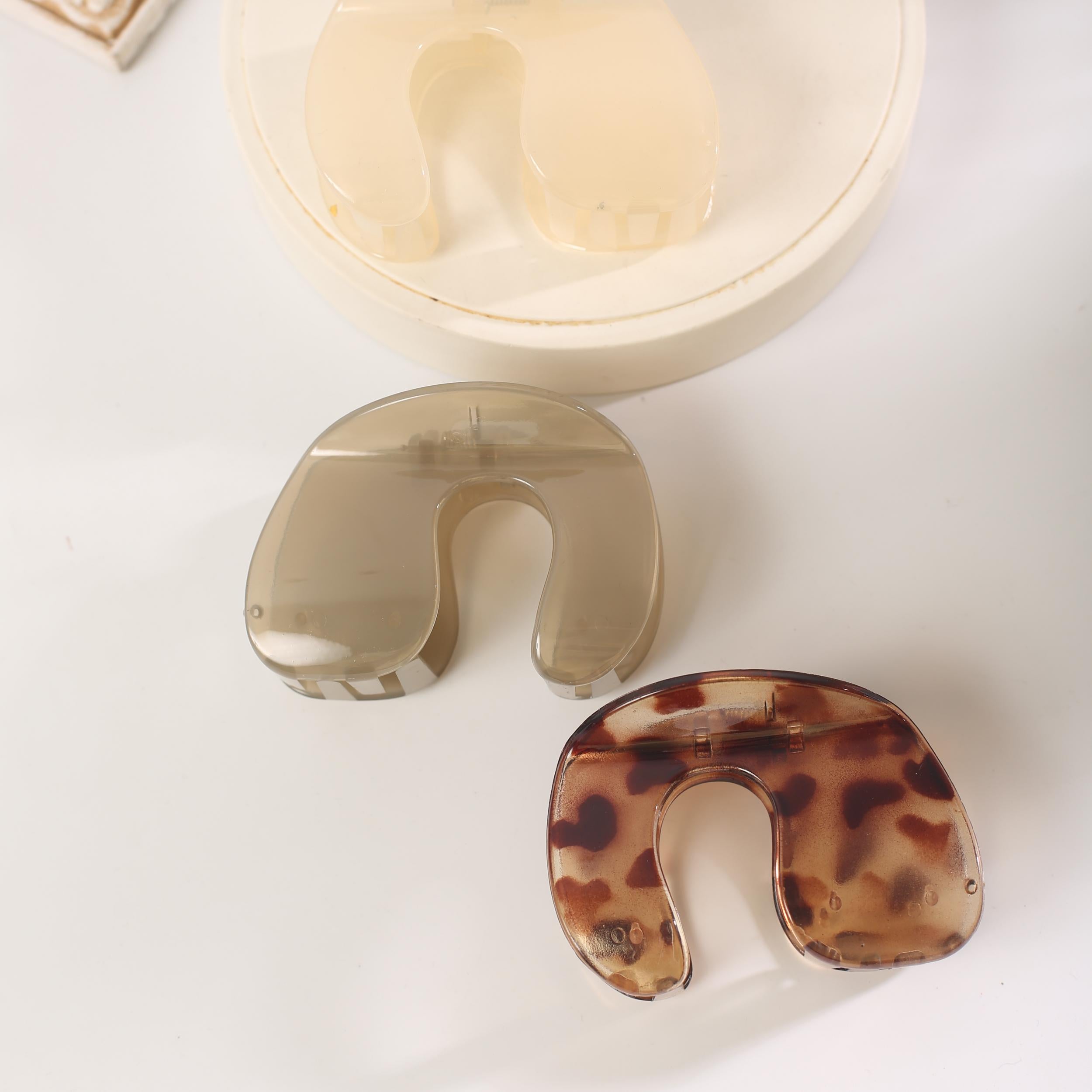 3pcs Leopard Print Hair Claw Jelly Ponytail Holder Women Hair Clip