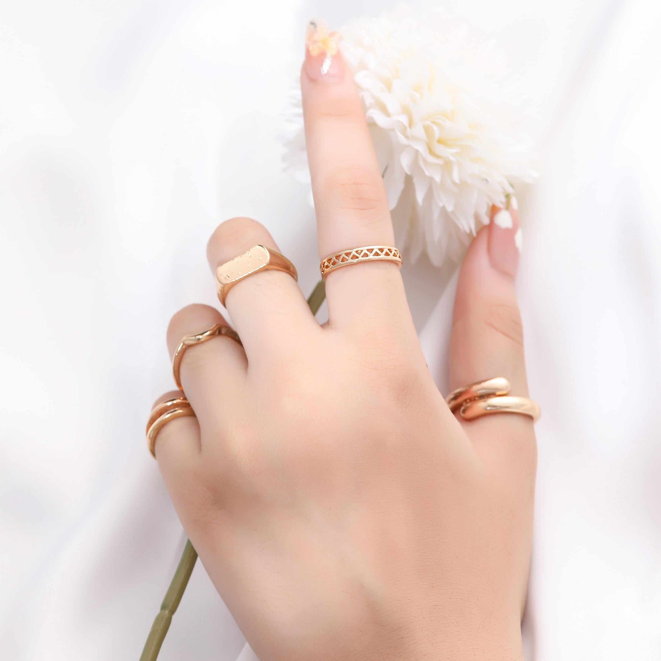 36pcs Mixed Golden Ring Set for Daily Decoration
