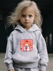 Kid's Cartoon Milky Tea Print Outfit Hoodie & Pants Set