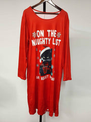  Christmas Dress Women's Plus Christmas Hat Cat & Slogan Print Dress