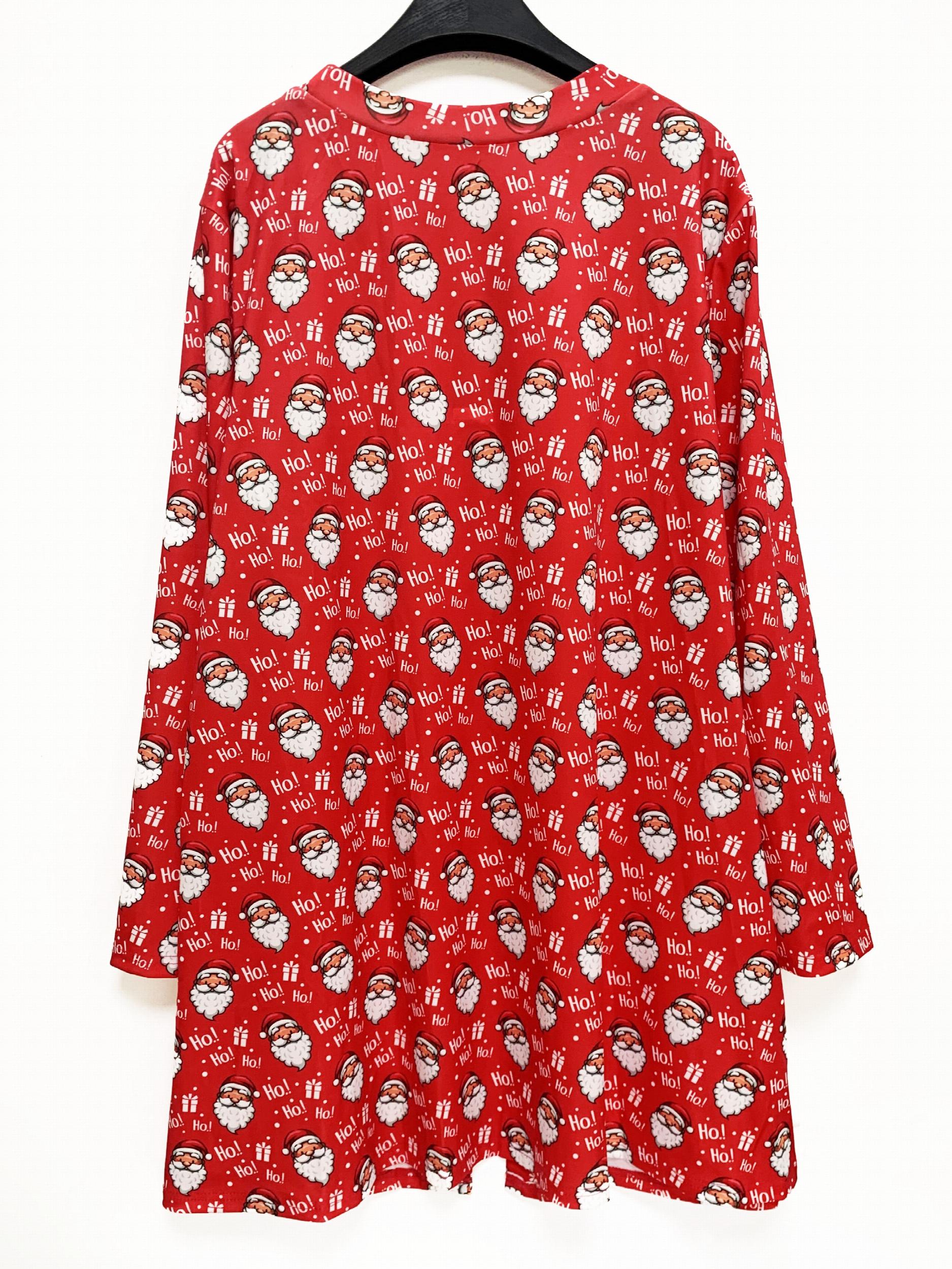  Santa Claus Print Open Front Cardigan