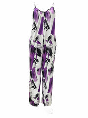  Brush Print Wide Leg Jumpsuit