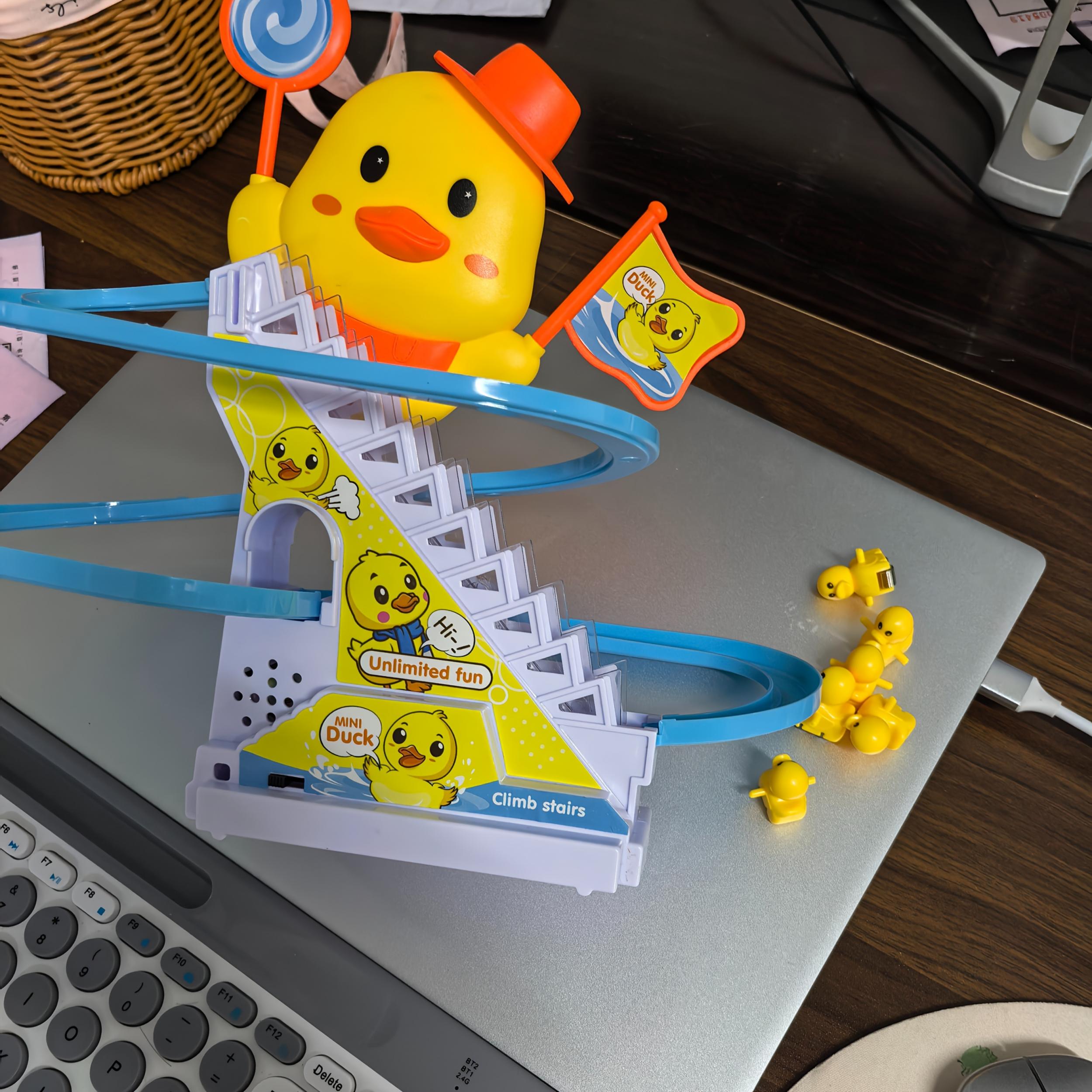 Yellow Duck Slide & Climb Track Toy Set with Music & Lighting for Youngsters