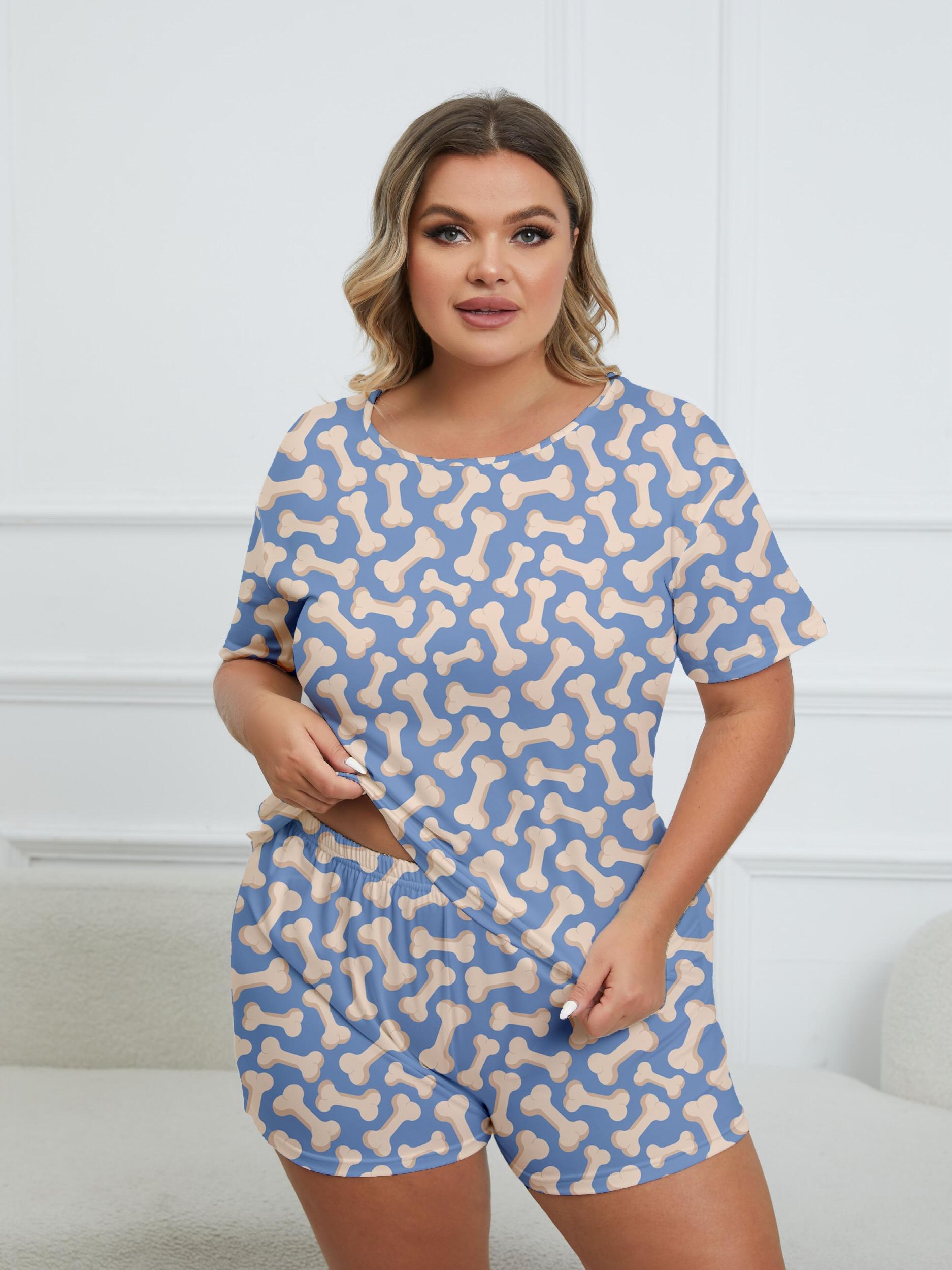  Bone Print Tee & Shorts Pajama Set