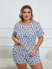  Bone Print Tee & Shorts Pajama Set
