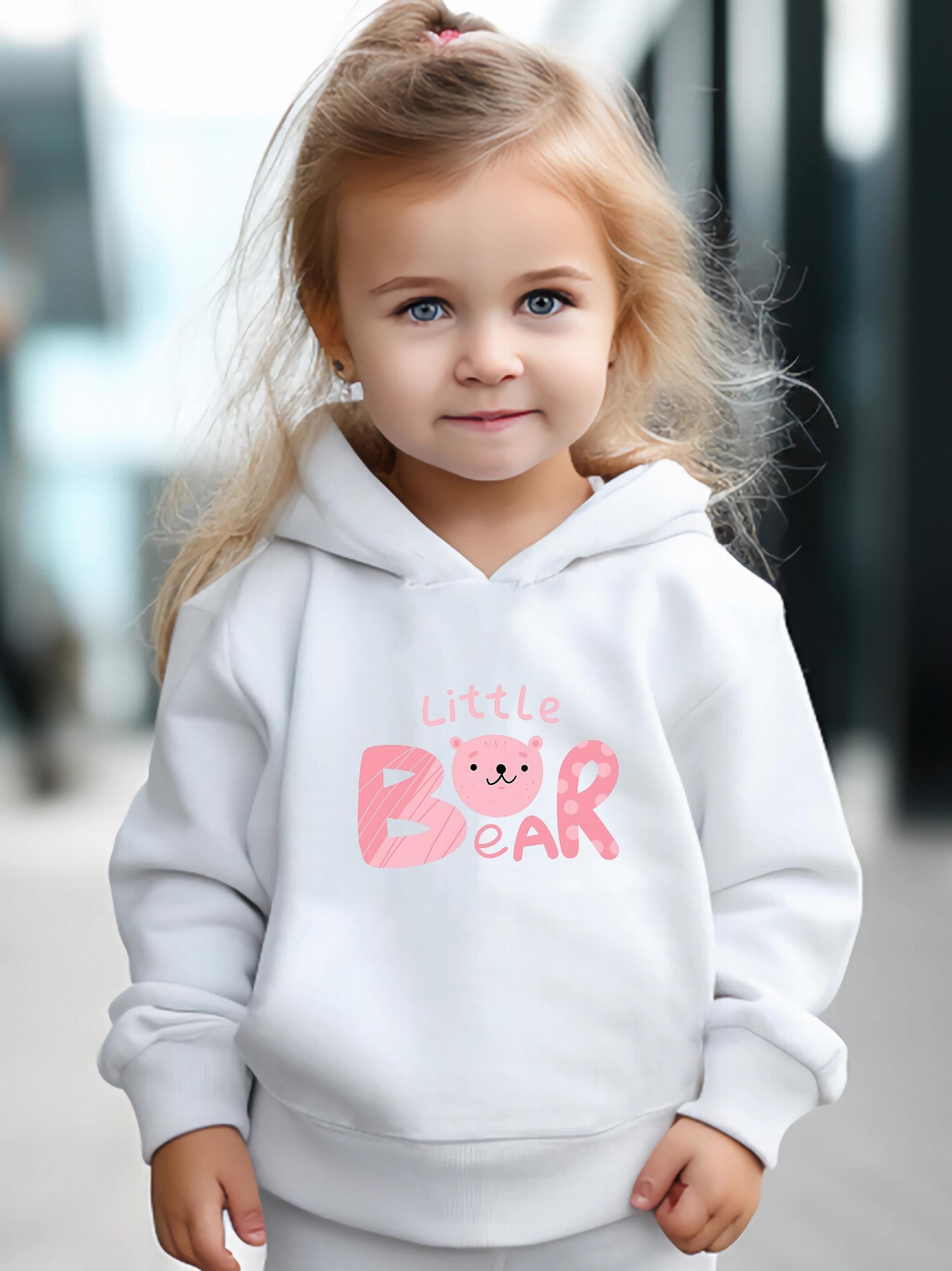 2pcs Bear Print Outfits Girls Hoodies Jogger Pants Set For Girls
